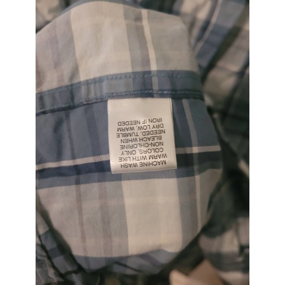Casuals Roundtree & Yorke Label Dress Shirt Woven Button Front 2XTall Blue Check - Picture 5 of 7
